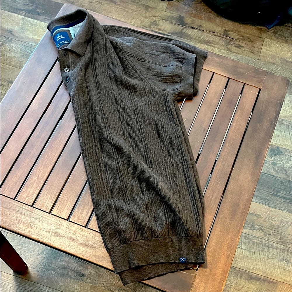 Men's old money chocolate brown Short Sleeve sweater polo NWOT